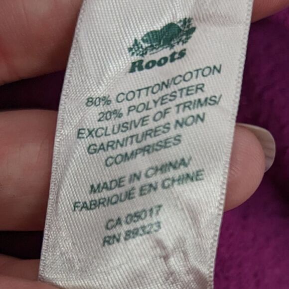 Roots Purple Sweatshirt Crew Neck Raw Hem Size Small - Picture 9 of 10